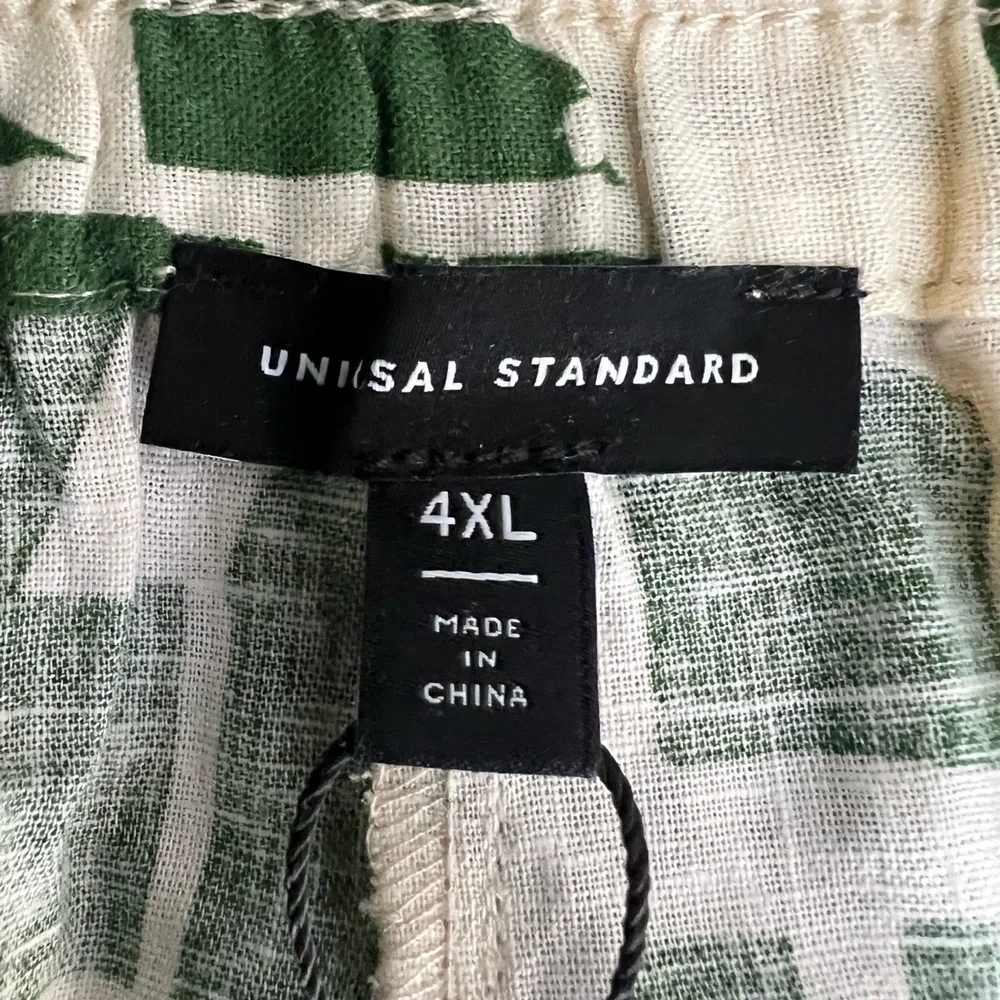 Universal Standard Linen Pants Wide Leg Green‎ White Print Size 4XL (38-40) New